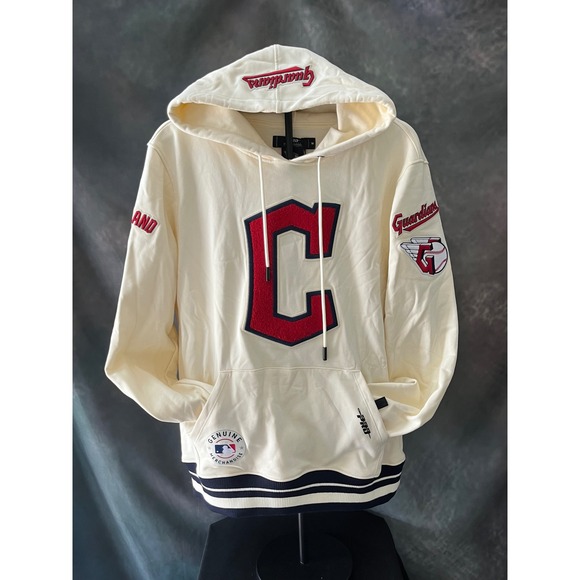 New Cleveland Guardians MLB Pro Standard Cream Hoodie Pullover Mens Medium - Picture 1 of 7